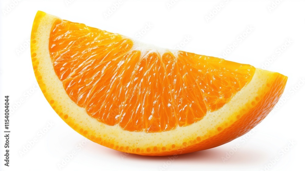 Close Up of a Vibrant Orange Slice on White Background Close Up of a Vibrant Orange Slice on White Background