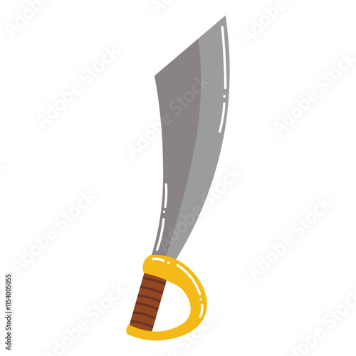 Cartoon pirate sword in  flat style. Pirate saber for attacking other ships.
