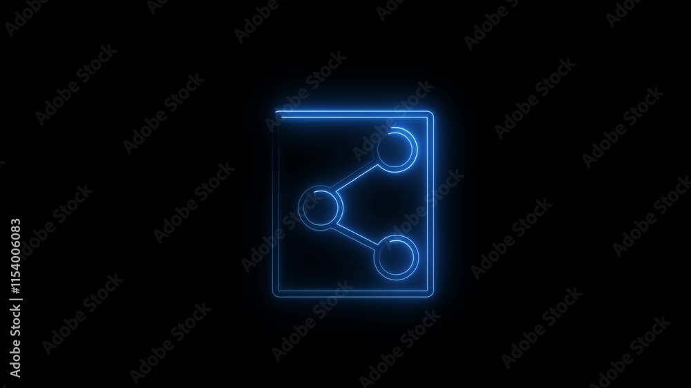 Glowing neon share icon animation on Blu color black background. Share glowing neon us icon concept.4k video. Glowing neon share icon animation on Blu color black background. Share glowing neon us icon concept.4k video.