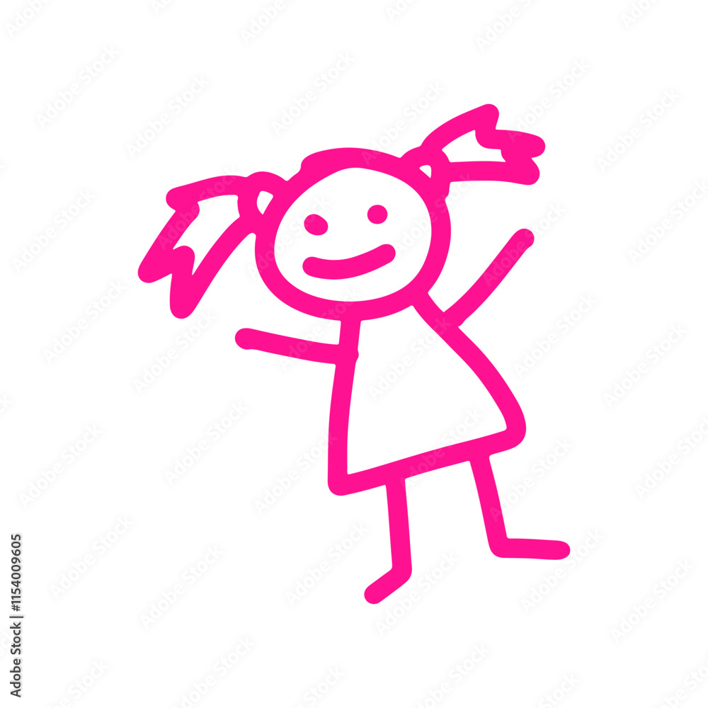 Illustration of an Kids Drawing Girl Illustration of an Kids Drawing Girl