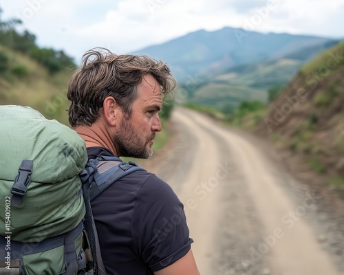 Man exploring a new country by bike, adventure, travel photography, and cultural immersion. photo