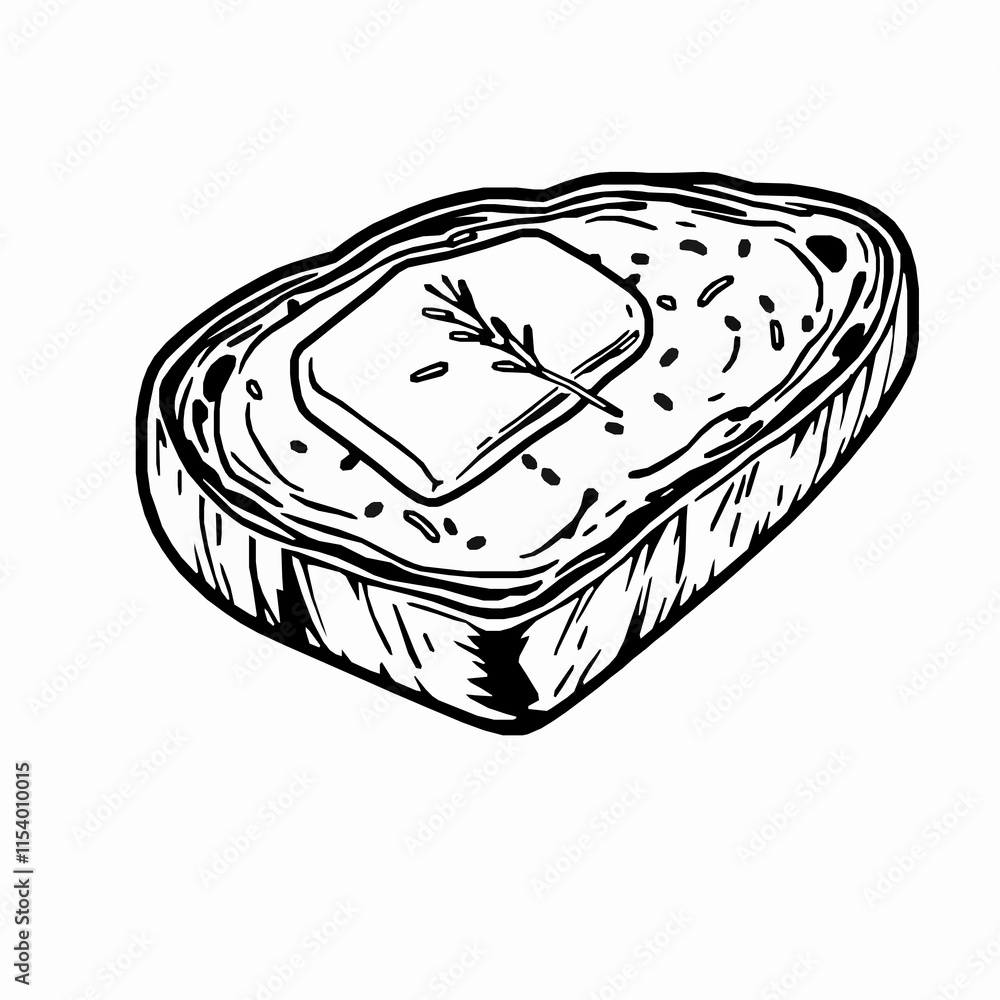 garlic bread outline vector illustration with butter and herbs garlic bread outline vector illustration with butter and herbs