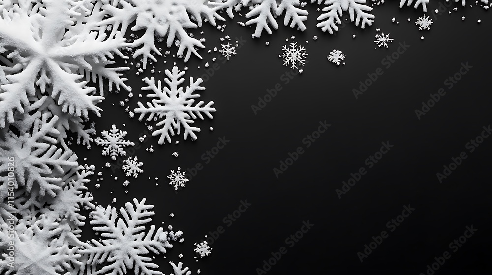 Winter wonderland snowflakes dark background graphic design close-up Winter wonderland snowflakes dark background graphic design close-up
