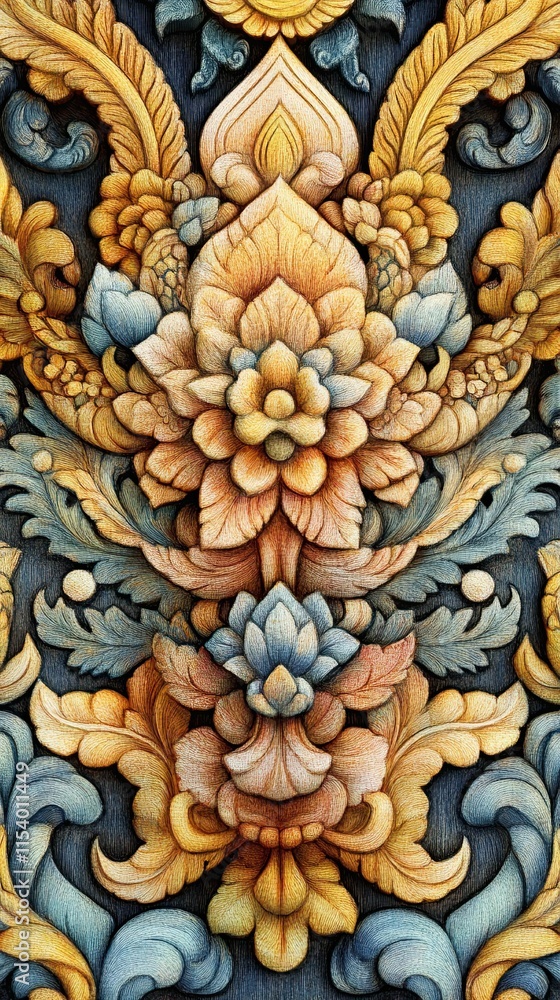 Fototapeta premium elegant thai style textile vintage color pencil style