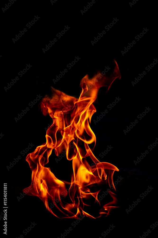 yellow Fire flame isolated on background
