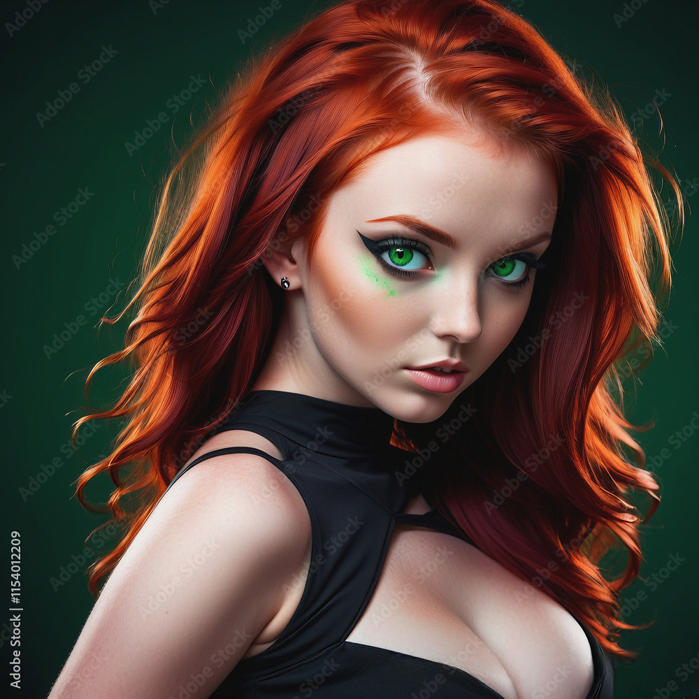 Obraz premium Hot woman in a dress with red hair
