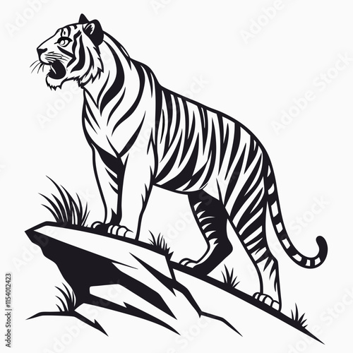 Tiger vector silhouette black design white background