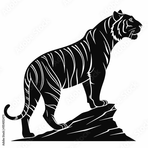 Tiger vector silhouette black design white background