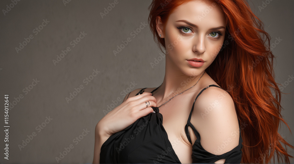 Fototapeta premium Hot woman in a dress with red hair