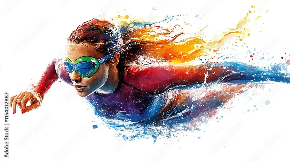 Naklejka premium Swimming action of a female athlete in water underwater dynamic