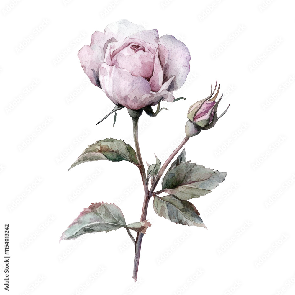 Fototapeta premium Illustration of a Soft Pink Rosemary Flower in Pastel Retro Style with Gentle Shades and Delicate Petals