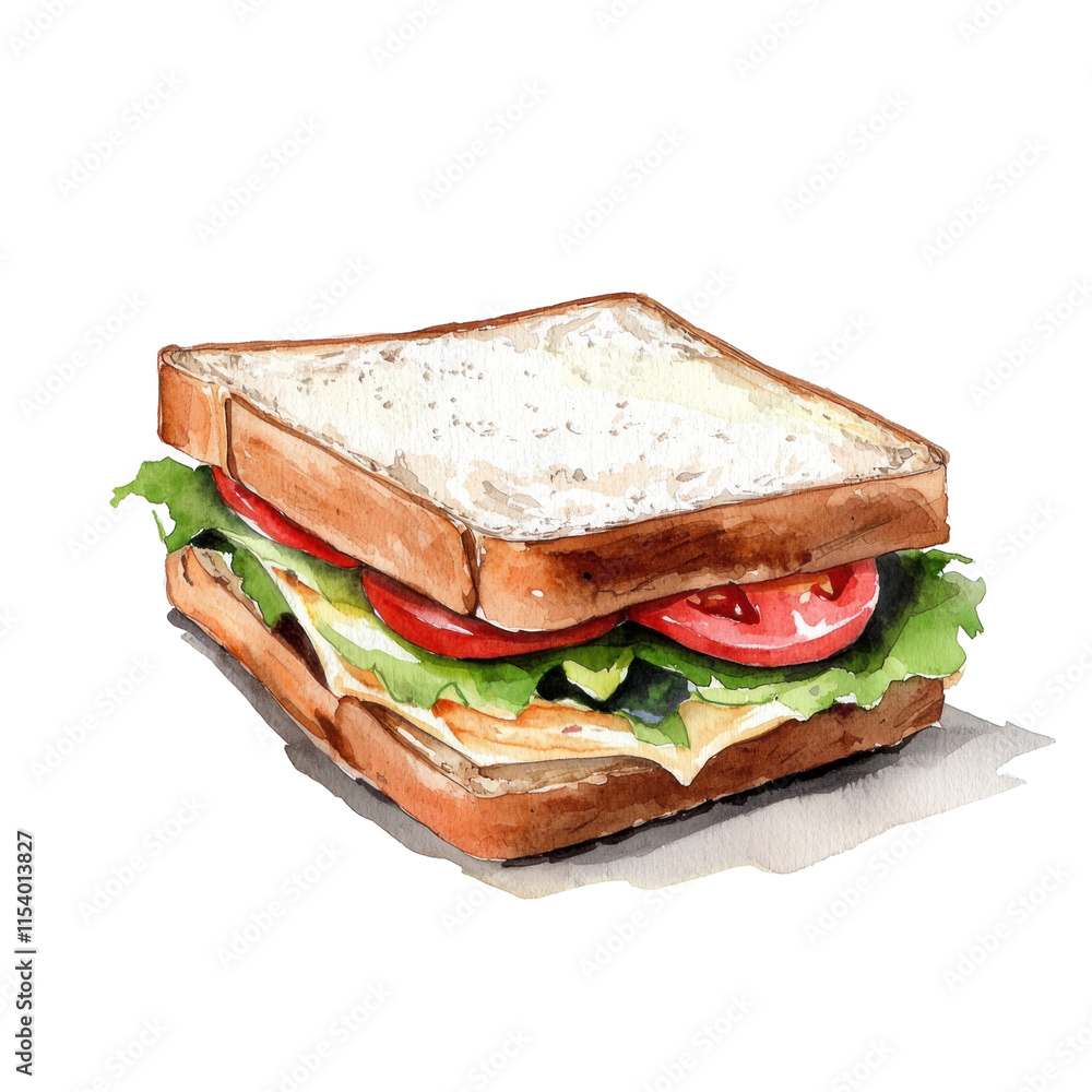 Charming Pastel Illustration of a Delicious Snack Sandwich with Fresh Vegetables and Retro Vibes Charming Pastel Illustration of a Delicious Snack Sandwich with Fresh Vegetables and Retro Vibes
