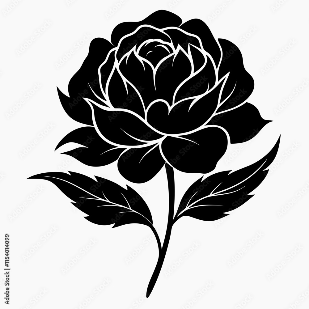 Peony Perfection black silhouette vector Peony Perfection black silhouette vector