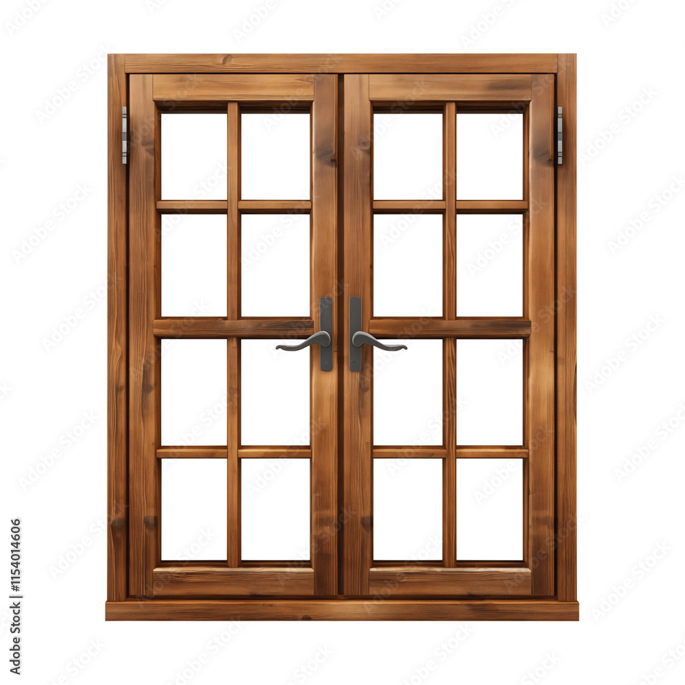 wooden window isolated on transparent background, Clipping Path wooden window isolated on transparent background, Clipping Path