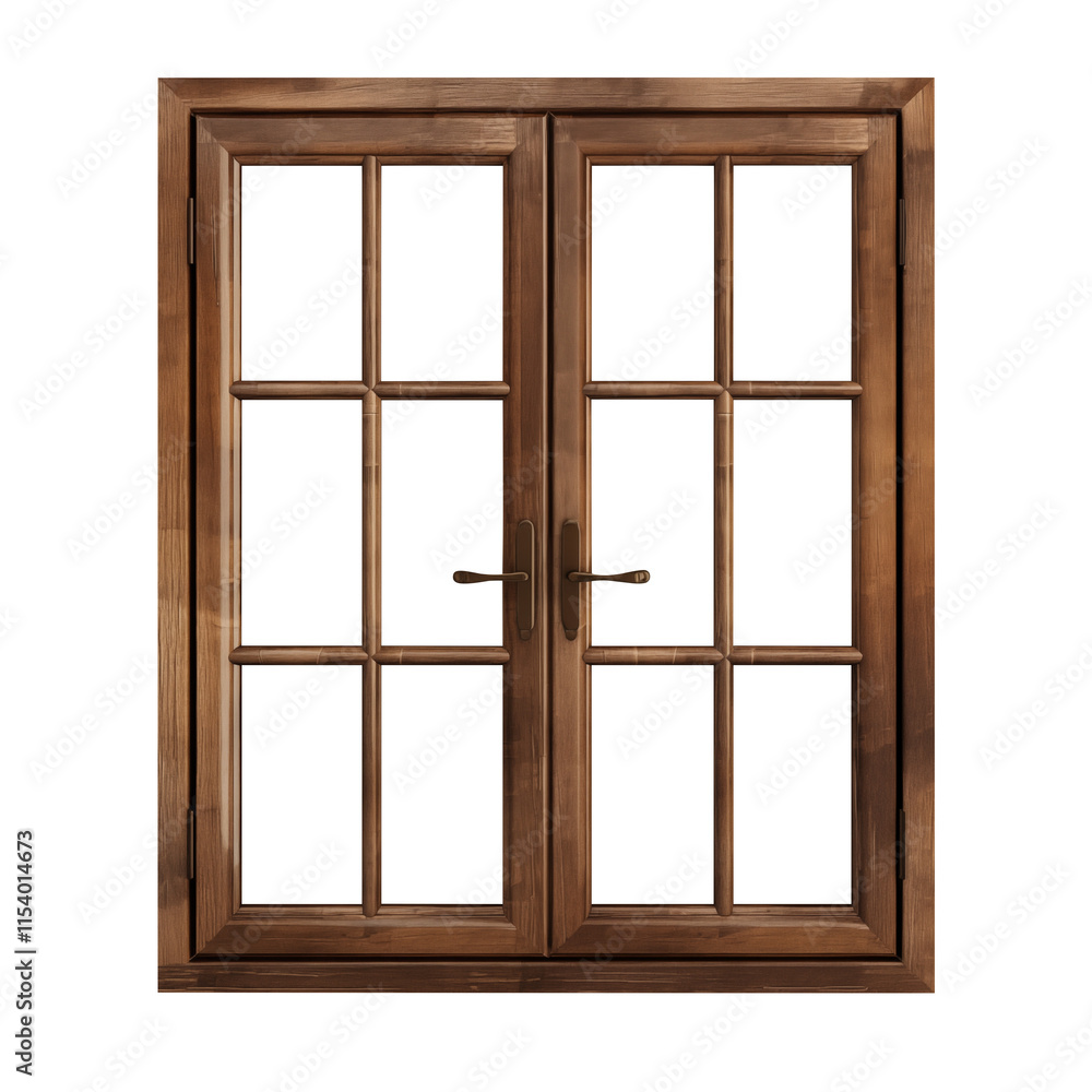 Fototapeta premium wooden window isolated on transparent background, Clipping Path