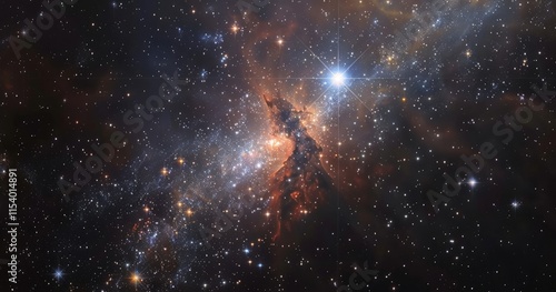 A stunning cosmic nebula filled with stars and interstellar dust, showcasing the beauty of space. photo