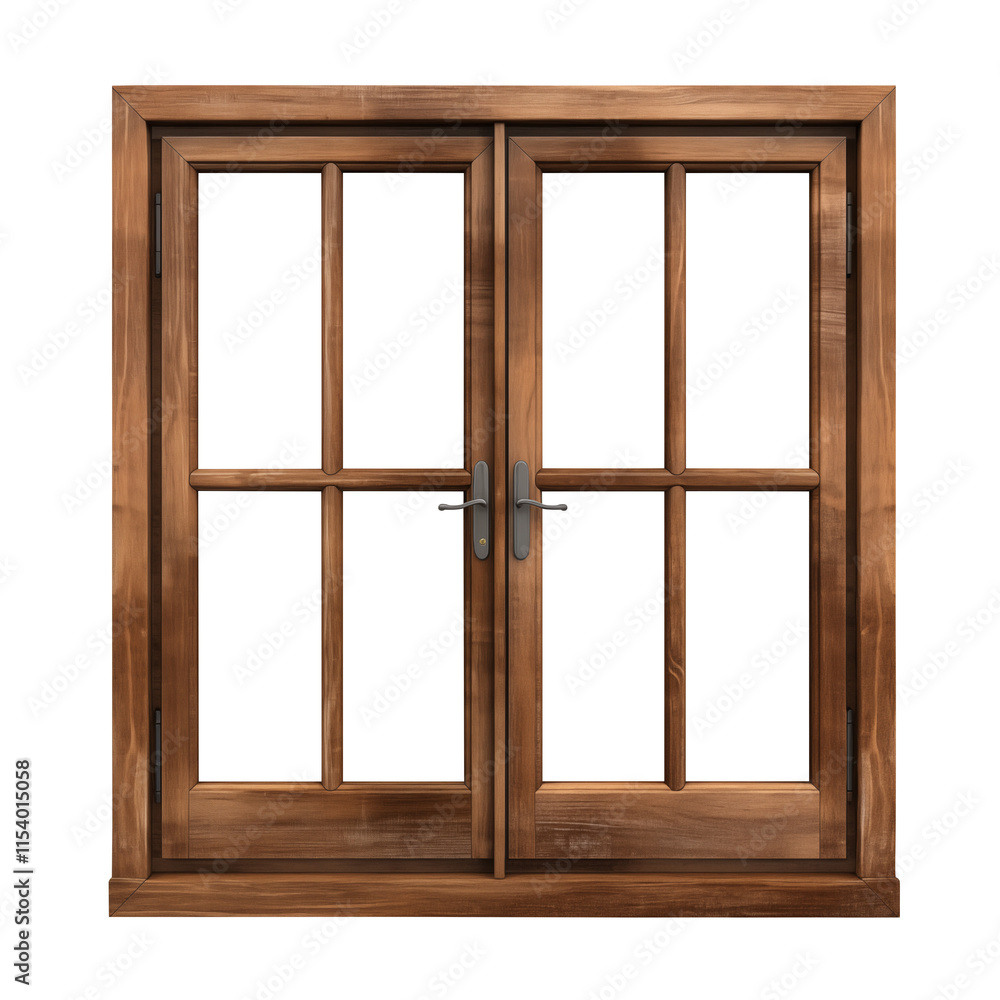 wooden window isolated on transparent background, Clipping Path wooden window isolated on transparent background, Clipping Path