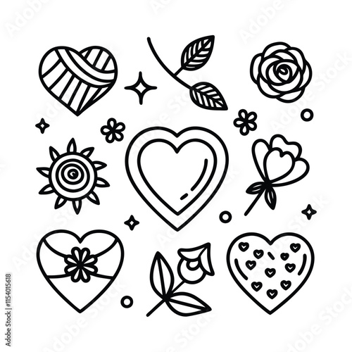 Romantic Heart Silhouette Vector Collection.