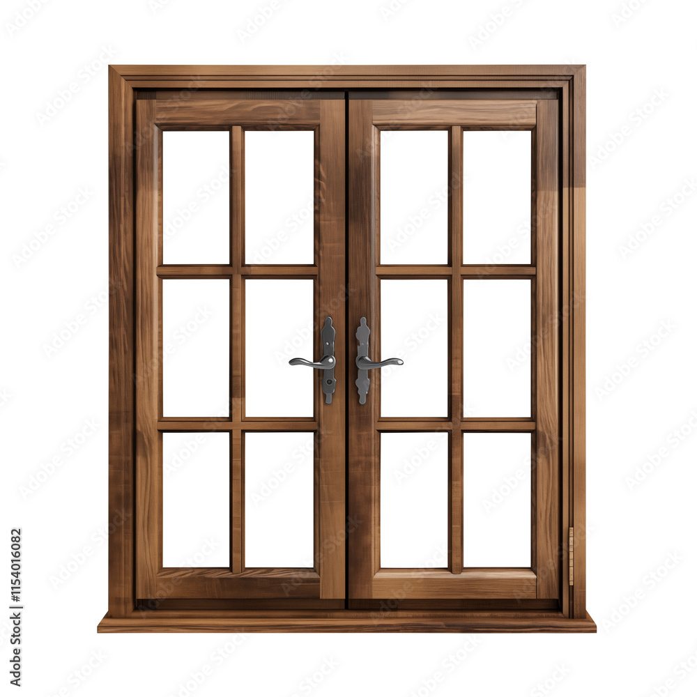 wooden window isolated on transparent background, Clipping Path wooden window isolated on transparent background, Clipping Path