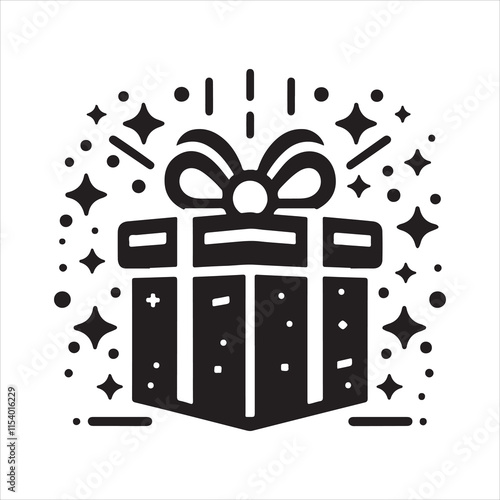 Gift box silhouette vector. Gift box icon. Birthday gift box silhouette illustration