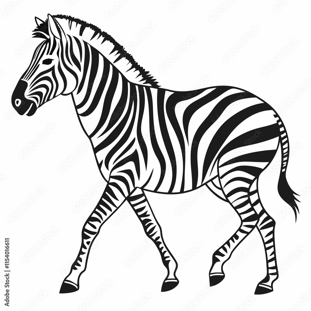 Obraz premium Zebra vector silhouette black design white background