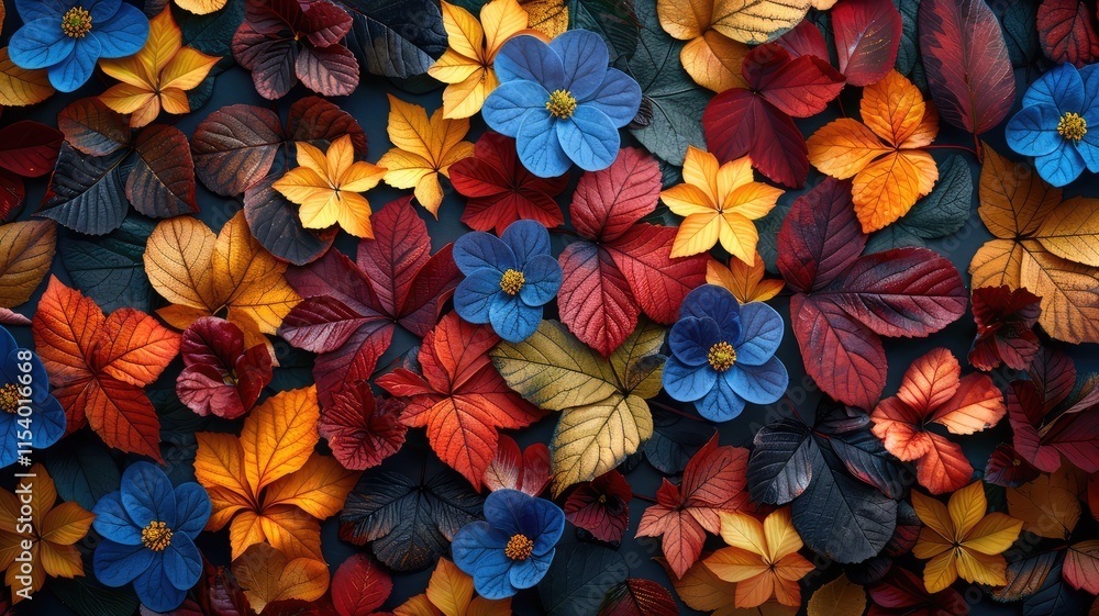 colorful leaves and flowers Pattern colorful leaves and flowers Pattern
