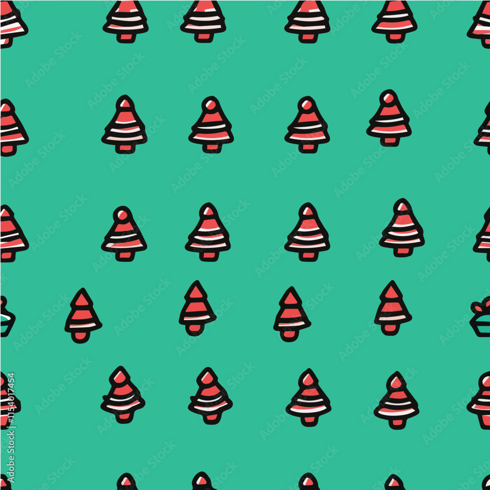 Illustration seamless pattern of cute Christmas trees Illustration seamless pattern of cute Christmas trees