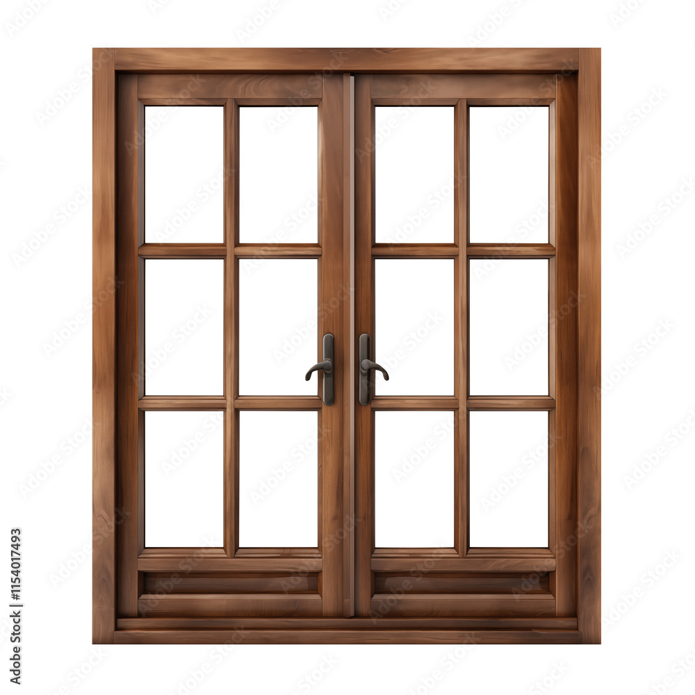 wooden window isolated on transparent background, Clipping Path wooden window isolated on transparent background, Clipping Path