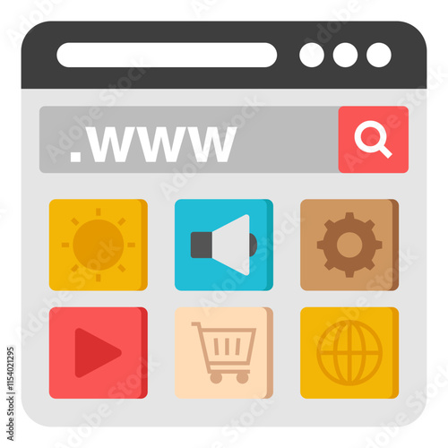 Flat design icon of web browser