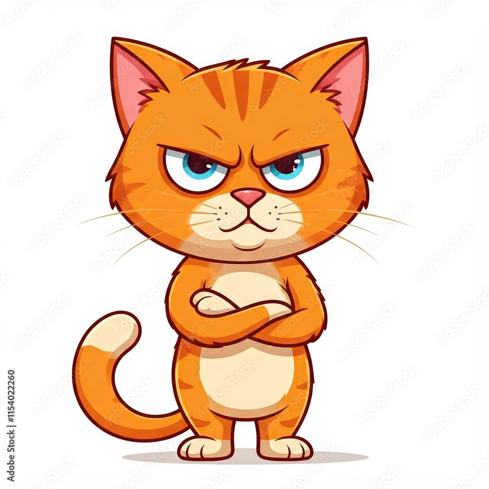 Cute cartoon vector illustration of a happy sitting kitten, a funny domestic feline pet with a smile and a long tail Cute cartoon vector illustration of a happy sitting kitten, a funny domestic feline pet with a smile and a long tail