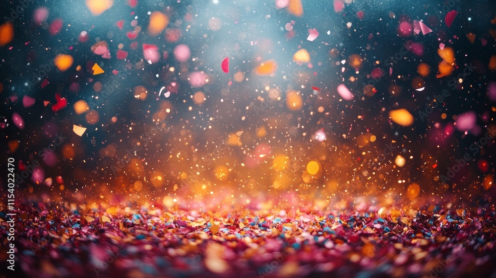 Fototapeta premium Colorful confetti falling in a vibrant celebration
