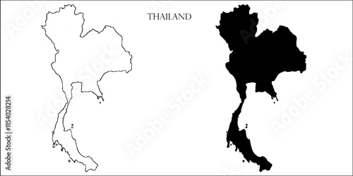 Thailand Blank Map, Thailand Map Outline Vector Images