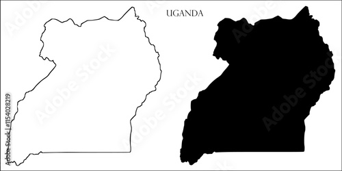 Uganda Blank Map, Uganda Map Outline Vector Images