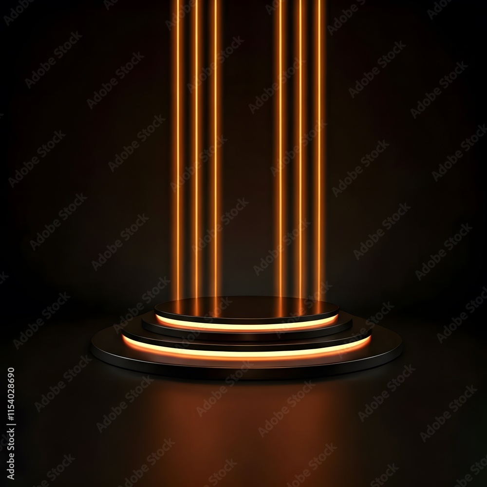 A transparent podium with light beams shining through, creating a tech-inspired look, AI Generated A transparent podium with light beams shining through, creating a tech-inspired look, AI Generated