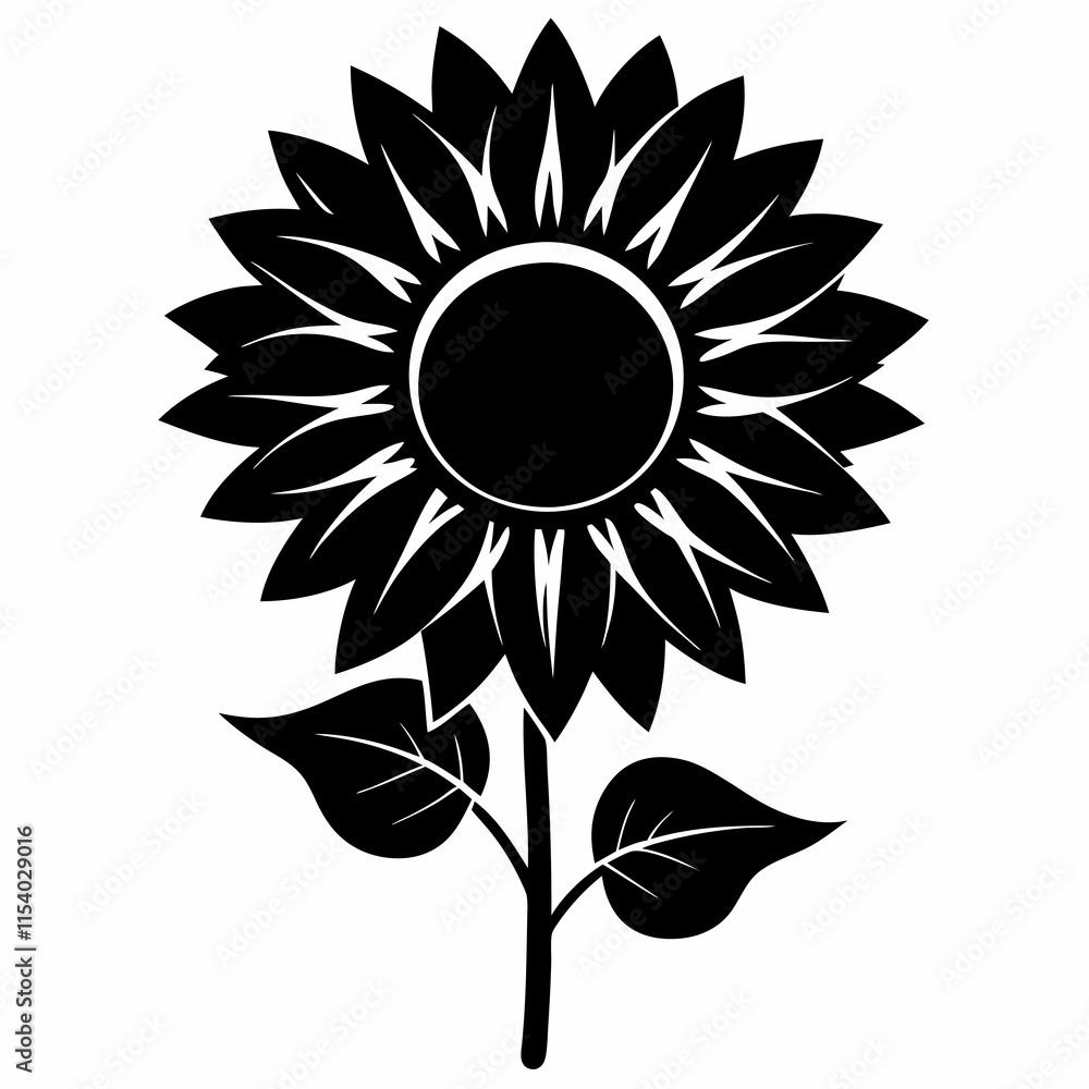 Fototapeta premium Sunflower Shine black silhouette vector