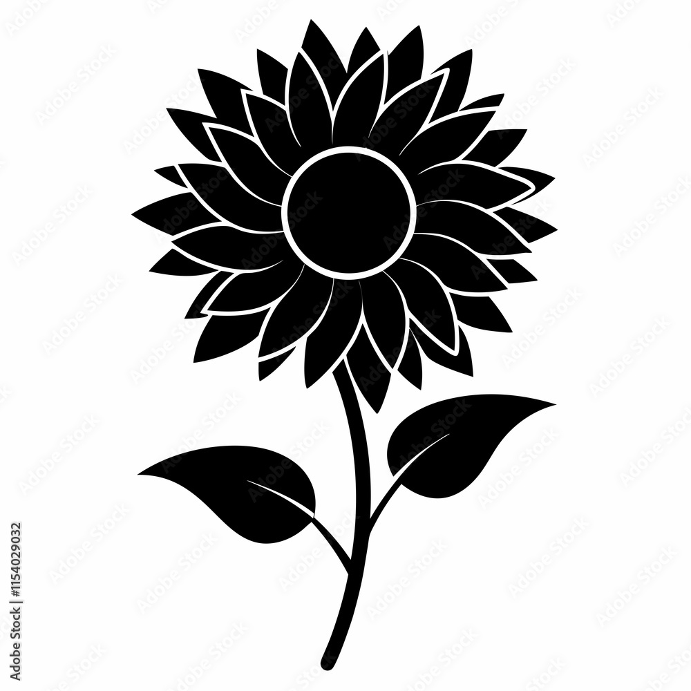 Fototapeta premium Sunflower Shine black silhouette vector