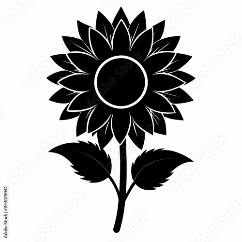 Sunflower Shine black silhouette vector