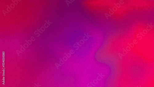 Grainy vibrant gradient wavy abstract background, copy space. Vibrant red, magenta pink, viva magenta, purple color waves. Blurry colorful lights and curves flow. Noise effect grunge texture wallpaper