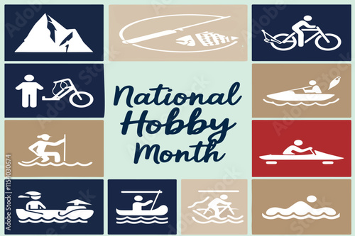 National Hobby Month vector illustration
