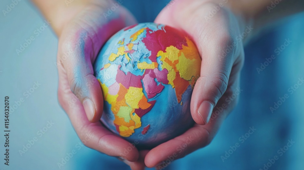 Hands Holding a Colorful Globe Symbolizing Unity Hands Holding a Colorful Globe Symbolizing Unity