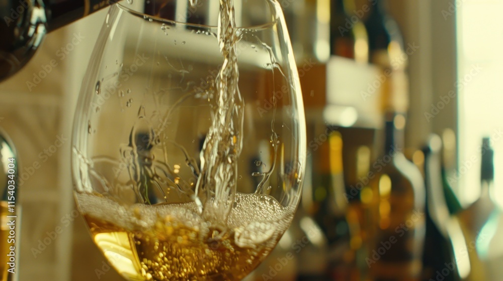Pouring white wine into a glass. (1) Pouring white wine into a glass. (1)