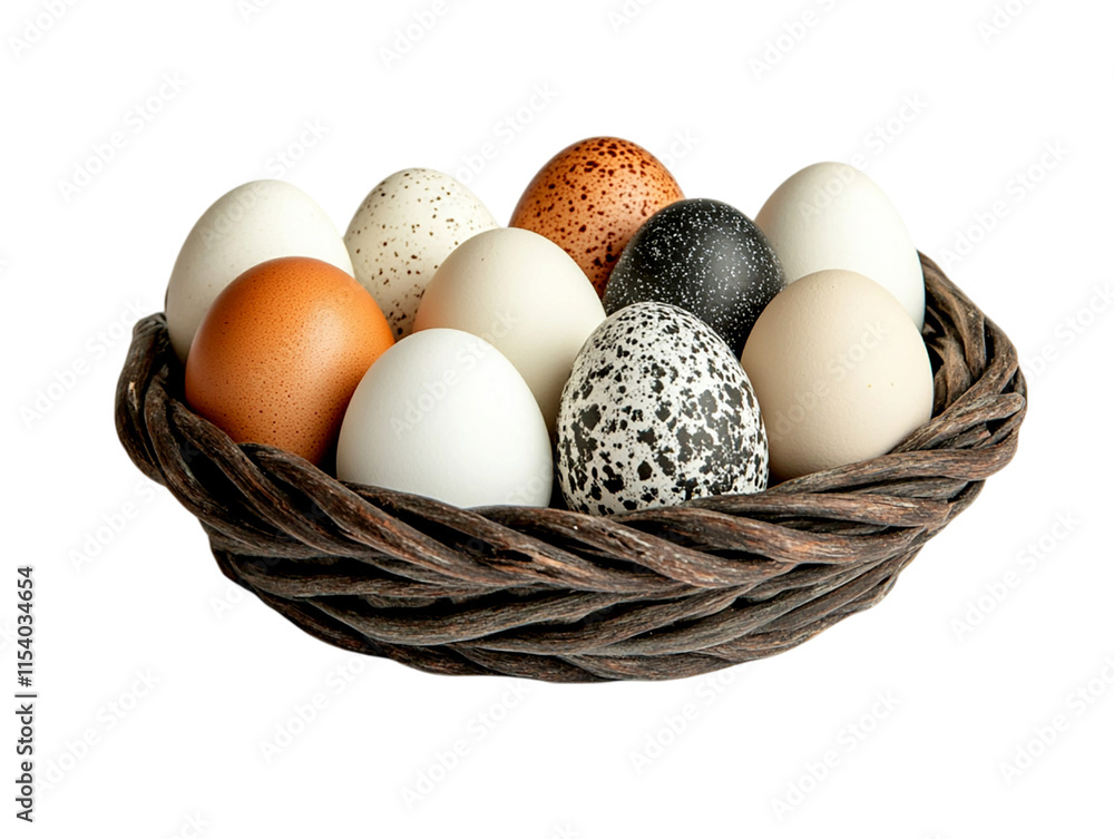 a woven basket of eggs on a transparent background a woven basket of eggs on a transparent background