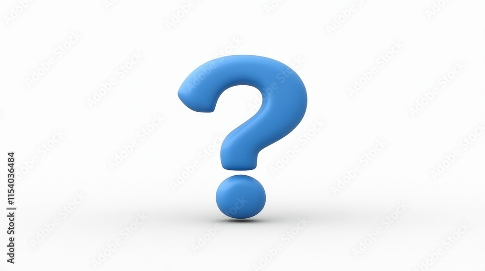 A blue question mark stands prominently against a white background, symbolizing inquiry and curiosity A blue question mark stands prominently against a white background, symbolizing inquiry and curiosity