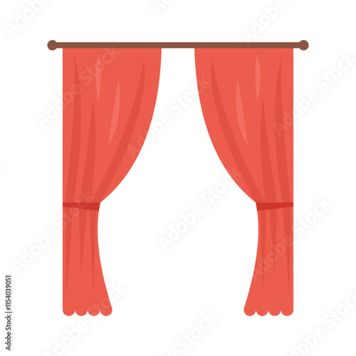 Red curtain flat vector design isolated on a white background