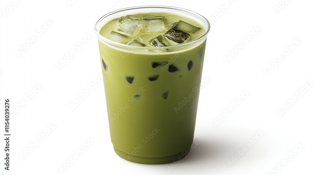 Energizing iced matcha latte recipe coffee shop style urban vibe close-up refreshment Energizing iced matcha latte recipe coffee shop style urban vibe close-up refreshment