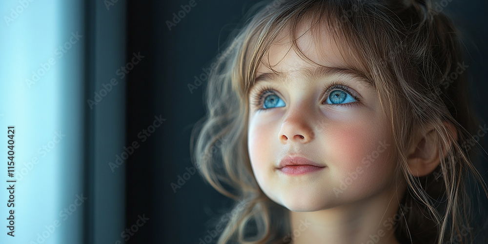Portrait of a little pretty girl looking away