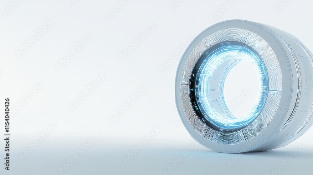 Futuristic White Circular Portal Glowing Blue Light Sci Fi Design Futuristic White Circular Portal Glowing Blue Light Sci Fi Design