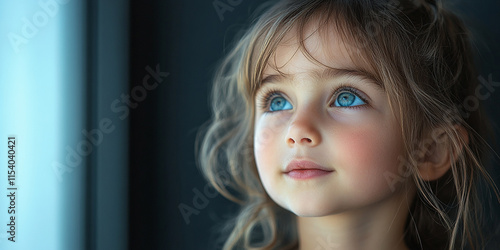 Obraz na płótnie Portrait of a little pretty girl looking away w salonie