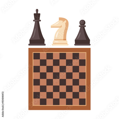 Chess board game for playing and leveling up logic skill. Vector isolated kit for players, planning strategy and spending time with pleasure. Chessboard with squares for steps or movements