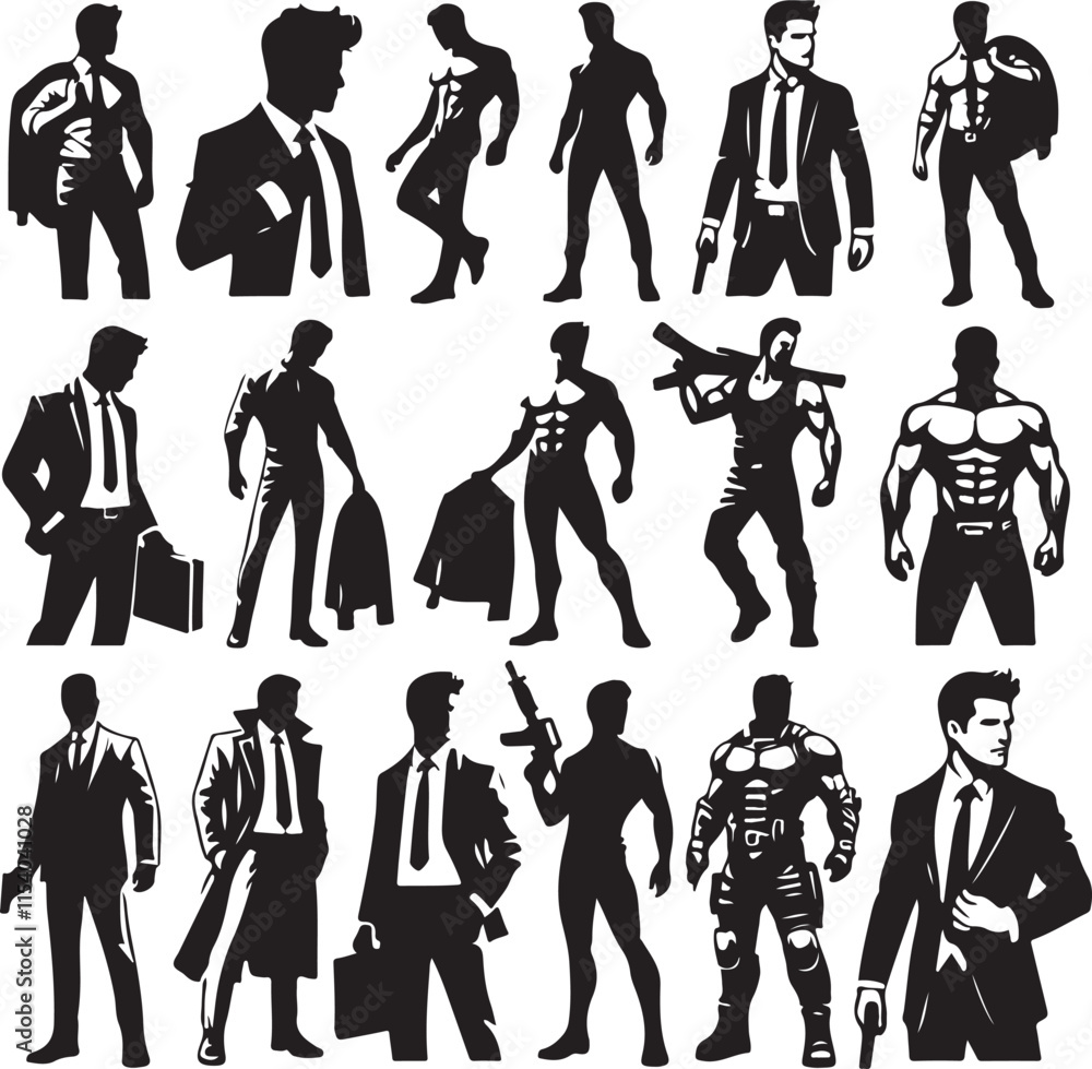Fototapeta premium Alpha Male Character Sets Vector Illustration